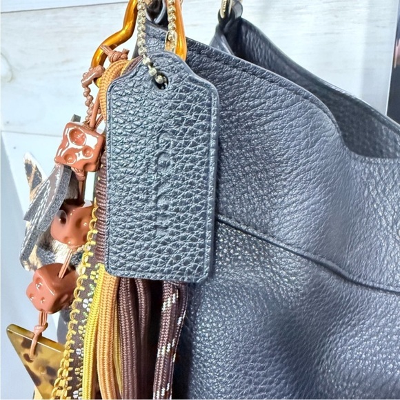 Coach Black Leather Shoulder Bag with Tassel Accents - Picture 4 of 16